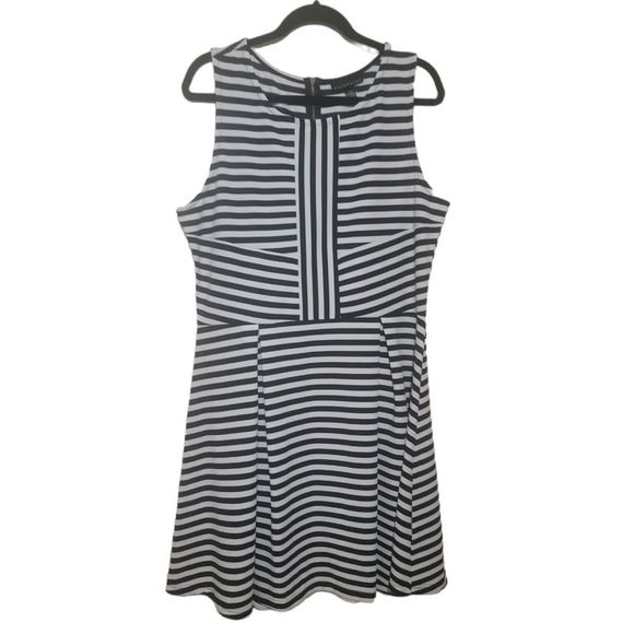 Attention Navy Blue Striped Dress XL - Picture 1 of 4